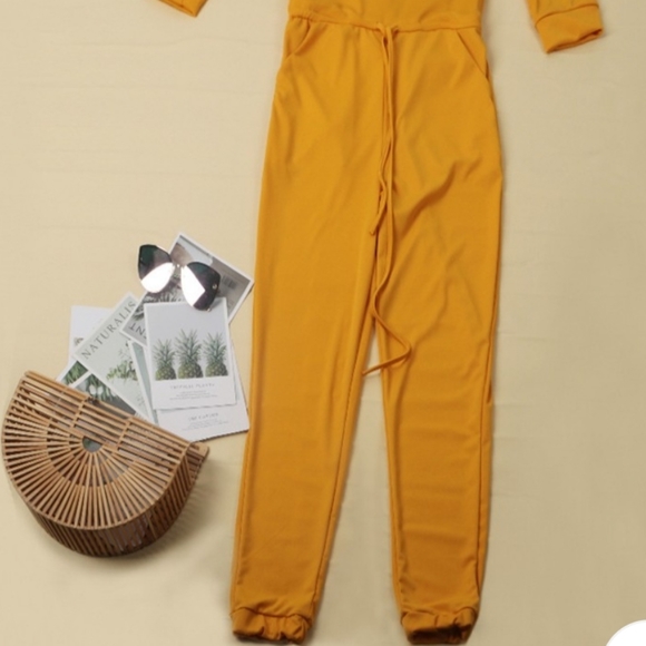 Gold Drawstring Jumpsuit - Picture 5 of 6